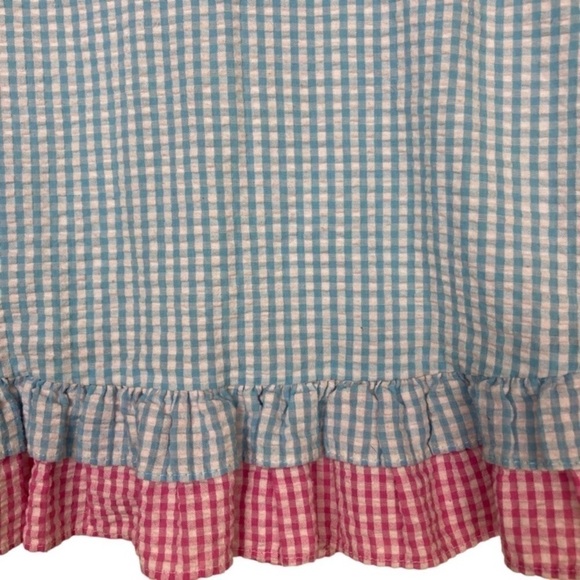 Rare Editions Beach Chair Blue White Gingham Seersucker Ruffled Dress Sz 24 mo - Picture 11 of 13